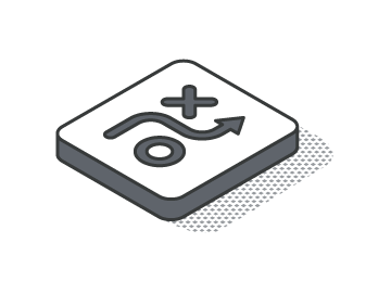 Symbolisches Icon - Entscheidungspfeil der sich um einen Kreis und ein X legt